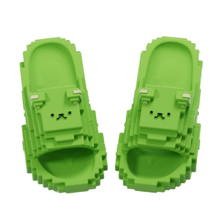 Casă și camping - Papuci Casual pentru Adolescenti, Flippy, Model Unisex de Forma Pixel, Rezistenti Usori si Moi din Spuma EVA Antiderapanti, Marime 38-39, Verde deschis