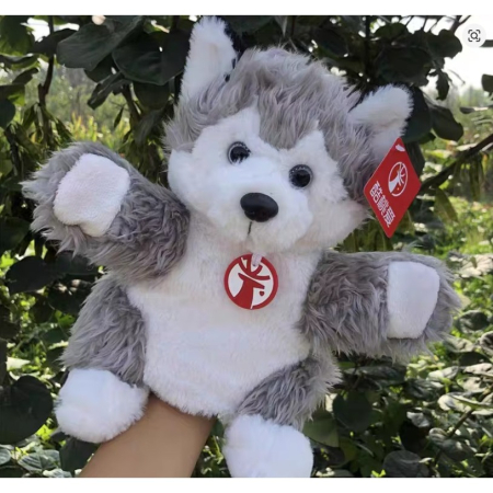 Papusa de Mana pentru Teatru de Papusi, Flippy, din Plus, 25 x 10 x 8 cm, Model Husky, Gri [2]