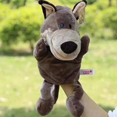 Papusa de Mana pentru Teatru de Papusi, Flippy, din Plus, 25 x 10 x 8 cm, Model Lup, Bej [7]