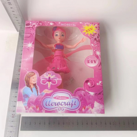 Papusa Zana Zburatoare, Flippy, Jucarie cu Senzor pentru Coordonarea Miscarilor, Incarcare USB, cu Lumini, 19x6.5 cm, Roz [1]