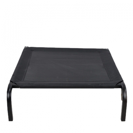 Pentru Casa si Camping - Pat pentru Animalele de Companie, Flippy, din Plasa este Rezistent la Umiditate, Picioare de Otel, Respirabil, Marimea M 90 x 60 x 16 cm, Negru