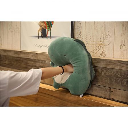 Patura 2in1 pentru Pat sau Canapea, Flippy, Model Jucarie Dinozaur cu Spatiu de Depozitare Patura, Microfibra, 1x1.7 m, Verde [4]