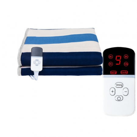 Paturi electrice cu incalzire - BF-Patura electrica 180 x 150 cm, Flippy, 130 W, Control Telecomanda, 9 Trepte de Caldura, Temporizator, Multicolor