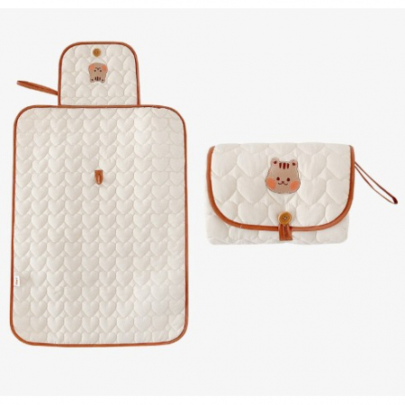 Jucarii, Copii & Bebe - Patura Multifunctionala, Flippy, pentru Schimbat Scutec, Impermeabila, din Bumbac, 50 x 70 cm, Portabila, Model Veverita, Bej