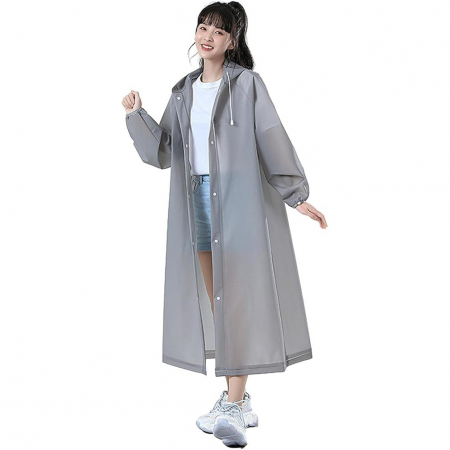 Pelerina de Ploaie, Flippy, pentru Adulti 150-180 cm, din EVA, Impermeabila, Rezistenta la Vant, Inchidere cu Capse, 140 g, Gri [1]