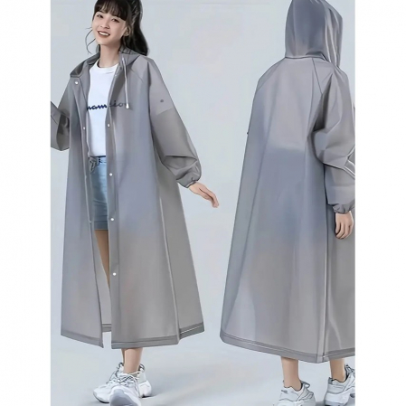 Pelerina de Ploaie, Flippy, pentru Adulti 150-180 cm, din EVA, Impermeabila, Rezistenta la Vant, Inchidere cu Capse, 140 g, Gri [6]