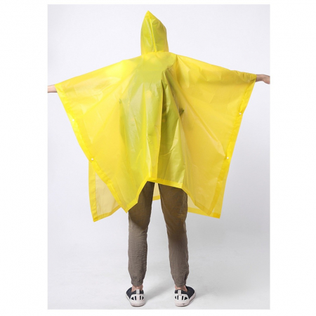 Pelerina de Ploaie, Flippy, pentru Adulti, EVA, Tip Poncho, Impermeabila, Rezistenta la Vant, Capse Laterale, 160 g, Galben [2]