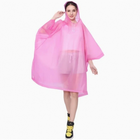 Sub 99 Lei - Pelerina de Ploaie, Flippy, pentru Adulti, EVA, Tip Poncho, Impermeabila, Rezistenta la Vant, Capse Laterale, 160 g, Roz