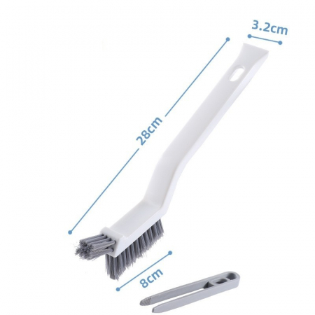 Perie 3in1 de Curatat Podele si Rosturi, Flippy, Lungime Maner 28 cm, Peri din PP, Otel si Plastic, Cleste pentru Scame si Par Inclus, Alb [2]