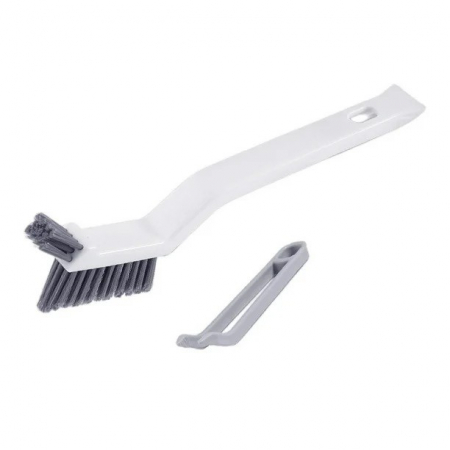 Maturi, mopuri si galeti - Perie 3in1 de Curatat Podele si Rosturi, Flippy, Lungime Maner 28 cm, Peri din PP, Otel si Plastic, Cleste pentru Scame si Par Inclus, Alb