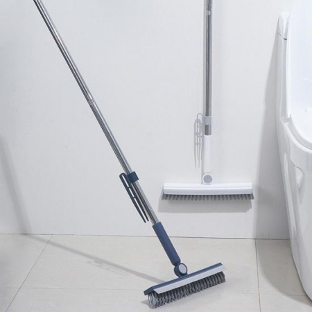 Perie de Curatare pentru Podele si Rosturi, Flippy, Lungime Maner 105 cm, Capat Pivotant 180 Grade, Peri din PP, Otel si Plastic, Cleste pentru Scame si Par Inclus, Albastru [5]