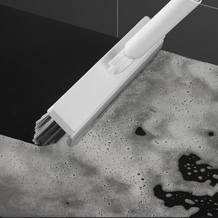 Perie de Curatare pentru Podele si Rosturi, Flippy, Lungime Maner 105 cm, Capat Pivotant 180 Grade, Peri din PP, Otel si Plastic, Cleste pentru Scame si Par Inclus, Alb [2]