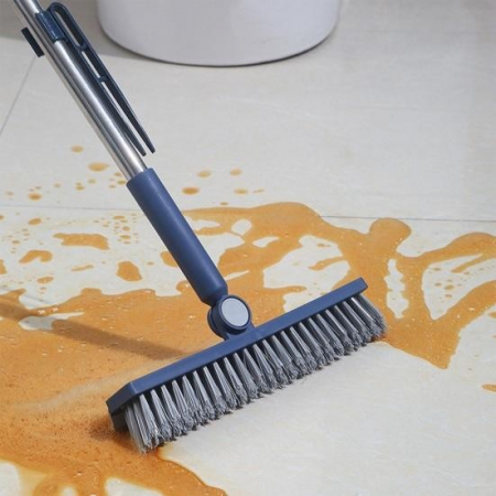 Lichidare Perie de Curatare pentru Podele si Rosturi, Flippy, Lungime Maner 105 cm, Capat Pivotant 180 Grade, Peri din PP, Otel si Plastic, Cleste pentru Scame si Par Inclus, Albastru [3]