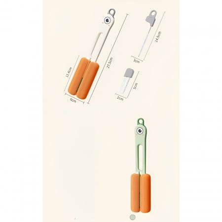Perie de Curatat Pahare, Cani, Sticle, Flippy, cu Maner Lung si Burete, Accesorii pentru Spalarea Paielor si Capacelor, usor de Agatat, 27.5x11.4x6cm, Verde [4]