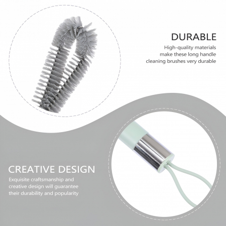 Perie de Curatat Pahare, Sticle, Biberoane, Flippy, cu Maner Lung, Uz Casnic, Silicon, Ergonomic, 3.9x5.4x38.5cm, Verde [4]