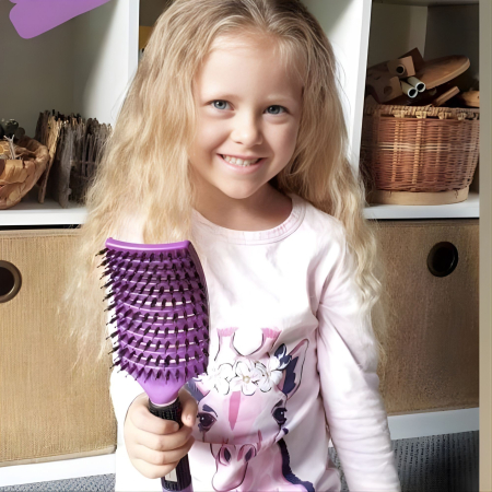 Perie de Par Curbata Ventilata, Flippy, Peri de Mistret + Nylon, Maner Antiderapant, Efect Masaj, Wet &amp; Dry, 24.5 x 6.5 cm, Violet [5]