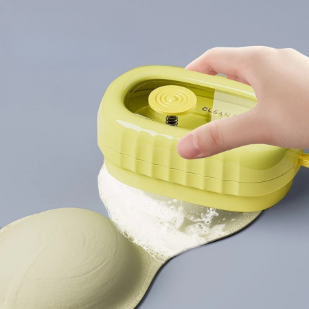 Perie de Spalat Haine, Flippy, cu Dispenser pentru Detergent, 4 Perii de Curatare, din ABS + PS, Galben [3]