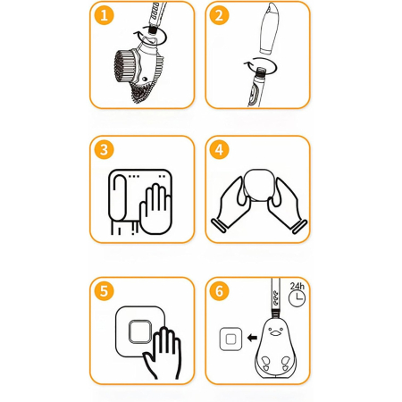 Perie de Toaleta, Flippy, cu Suport de Perete, Recipient Detergent, 2 Tipuri de Perii, Model Rata, Albastru [4]