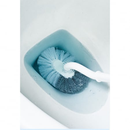 Perie de Toaleta, Flippy, Maner Curbat, cu Suport, 40 x 12 cm, Peri Flexibili, Alb [3]