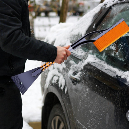 Perie de Zapada cu Racleta pentru Masina, Flippy, Multifunctionala, Demontabila, cu Maner Antiderapant, Aluminiu, Plastic, Fragmentarea Ghetii de pe Parbriz, Solutia pentru Iarna, pentru Dezghetare, 6 [1]