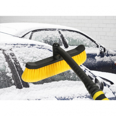 Perie de Zapada cu Racleta pentru Masina, Flippy, Multifunctionala, Rotativa, Demontabila, cu Maner Antiderapant, Aluminiu, Plastic, Fragmentarea Ghetii de pe Parbriz, Solutia pentru Iarna, pentru Dez [1]