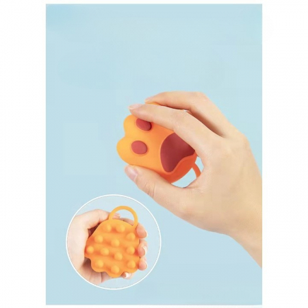 Perie pentru Masajul Scalpului, Perie pentru Sampon, Labuță de Pisică, Dimensiune 7x8 cm, Curatarea si Mentinerea Curata a Parului, Portocaliu [1]