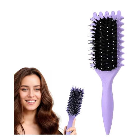Perie Profesionala pentru Par, Flippy, Perie pentru Definirea Buclelor pentru Par Cret, Multifunctionala, 24.5 x 7 x 4.3 cm, Mov [5]