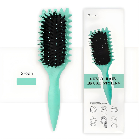 Perie Profesionala pentru Par, Flippy, Perie pentru Definirea Buclelor pentru Par Cret, Multifunctionala, 24.5 x 7 x 4.3 cm, Verde [3]