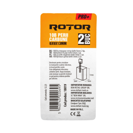 Perii de carbune ROTOR 10B pentru fierastrau pendular / bormasina, 6 x 9 x 13 mm, set 2 bucati [1]