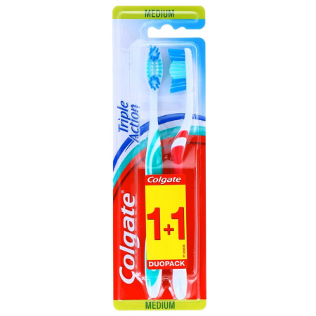 Sub 99 Lei - Periuta de Dinti, Colgate, Triple Action Set 2 buc Medium