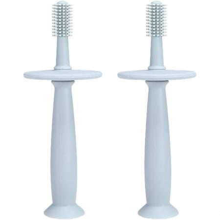 Periuta de Dinti din Silicon pentru Bebelusi, Flippy, fara BPA, 360 Grade, Bariera Anti-Inghitire, Maner Ergonomic, 12.5 x 15 cm, Albastru [1]
