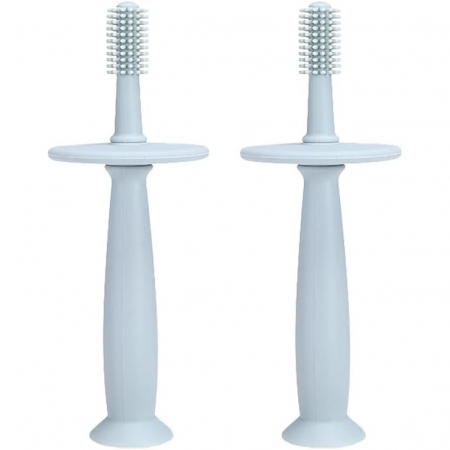 Lichidare Periuta de Dinti din Silicon pentru Bebelusi, Flippy, fara BPA, 360 Grade, Bariera Anti-Inghitire, Maner Ergonomic, 12.5 x 15 cm, Albastru - [1]