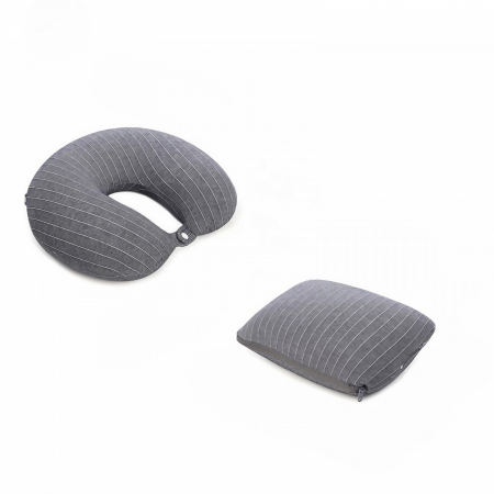 Perna de calatorie, Flippy , 2 in 1, cu Particule de Spuma cu Memorie, Gri [1]