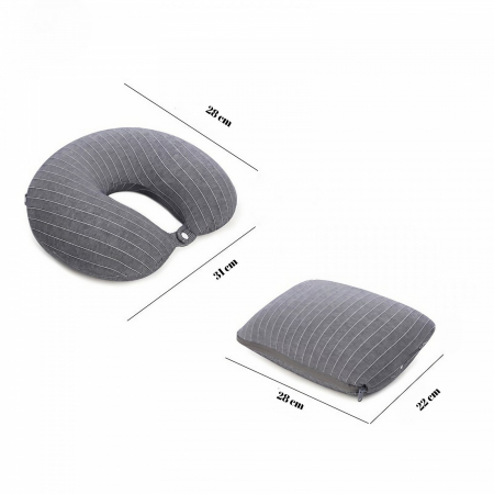 Perna de calatorie, Flippy , 2 in 1, cu Particule de Spuma cu Memorie, Gri [6]