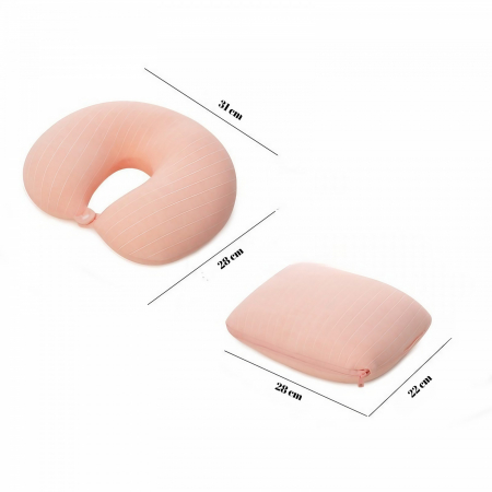 Perna de calatorie, Flippy , 2 in 1, cu Particule de Spuma cu Memorie, Roz [1]