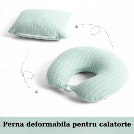 Perna de calatorie, Flippy , 2 in 1, cu Particule de Spuma cu Memorie, Verde [3]