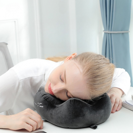Lichidare Perna de Calatorie, Flippy, Pentru Gat, din Bumbac, cu 4 Cocoase, Ajustabila, Gri [8]