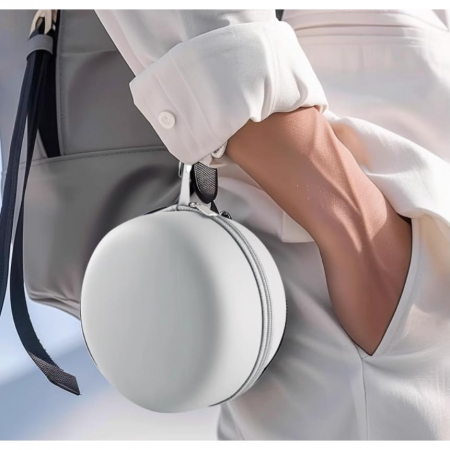 Lichidare Perna de Calatorie in Forma de U, Flippy, Pentru Gat si Cap, Umplutura din Spuma cu Memorie, 30x30 cm, Sistem Prindere Capse, Cutie de Depozitare, Albastru Marin [2]