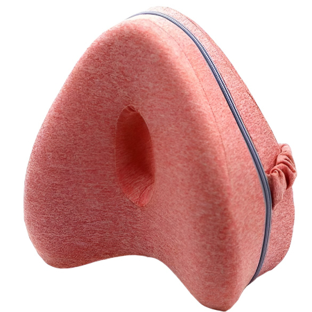 Articole Sanatate - Perna Ortopedica pentru Picioare, Flippy, Multifunctionala, Confortabilă, in Forma de Inima, Spuma cu Memorie, Curea Anti-cadere, 25x23x13 cm, Roz