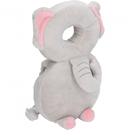Perna tip Rucsac pentru Protectia Capului, Flippy, Tetiera tip Elefant de Plus, pentru Bebelusi, 33x6x19 cm, 180 g, Gri [7]