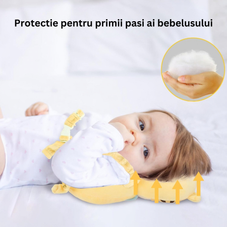 Perna tip Rucsac pentru Protectia Capului, Flippy, Tetiera tip Tigru, pentru Bebelusi, 33x6x19 cm, 180 g, Crem [4]
