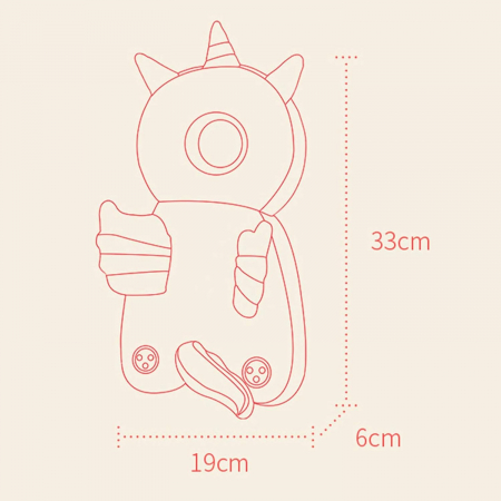 Perna tip Rucsac pentru Protectia Capului, Flippy, Tetiera tip Unicorn, pentru Bebelusi, 33x6x19 cm, 180 g, Albastru [1]