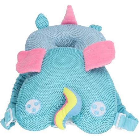 Perna tip Rucsac pentru Protectia Capului, Flippy, Tetiera tip Unicorn, pentru Bebelusi, Design tip Plasa, 33x6x19 cm, 180 g, Albastru [4]