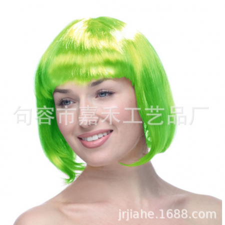 Articole petrecere - Peruca Cosplay pentru Femei, Stil Colorat, Tunsoare Bob cu Breton, Ideala pentru Carnaval, Halloween si Petreceri, Verde