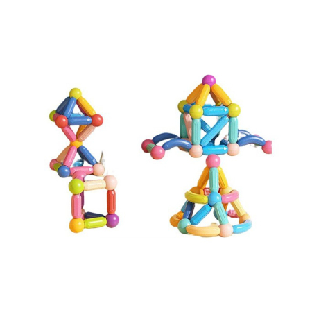 Jucarii, Copii & Bebe - Piese Magnetice pentru Copii, Flippy, Set din 162 de Piese de diferite Culori, Constructor Magnetic cu Posibilitatea de a Construii forme Nelimitate, Multicolor