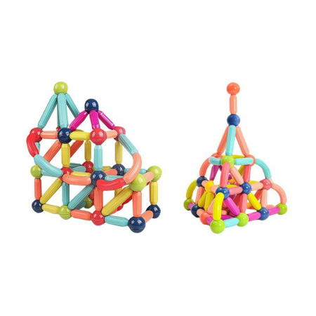 Jucarii, Copii & Bebe - Piese Magnetice pentru Copii, Flippy, Set din 198 de Piese de diferite Culori, Constructor Magnetic cu Posibilitatea de a Construii forme Nelimitate, Multicolor