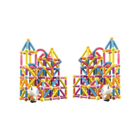 Jucarii, Copii & Bebe - Piese Magnetice pentru Copii, Flippy, Set din 258 de Piese de diferite Culori, Constructor Magnetic cu Posibilitatea de a Construii forme Nelimitate, Multicolor