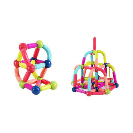 Jucarii, Copii & Bebe - Piese Magnetice pentru Copii, Flippy, Set din 64 de Piese de diferite Culori, Constructor Magnetic cu Posibilitatea de a Construii forme Nelimitate, Multicolor