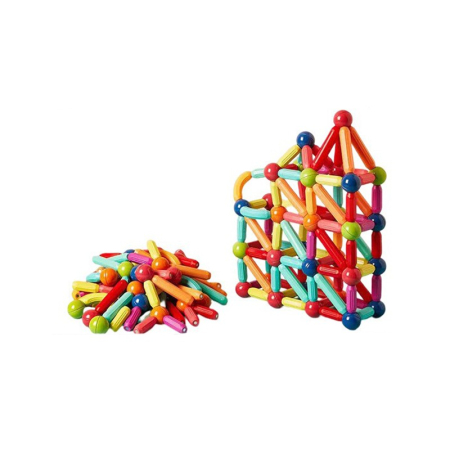 Jucarii, Copii & Bebe - Piese Magnetice pentru Copii, Flippy, Set din 72 de Piese de diferite Culori, Constructor Magnetic cu Posibilitatea de a Construii forme Nelimitate, Multicolor
