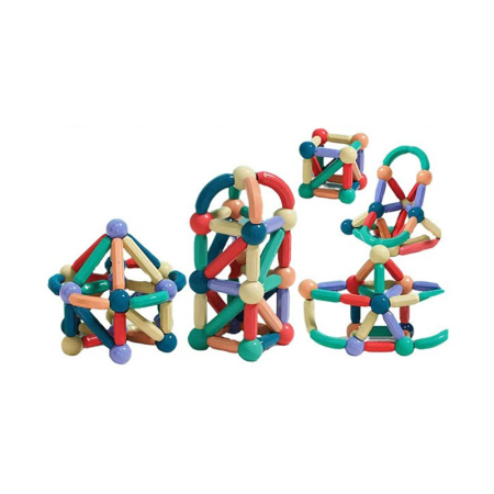 Jucarii, Copii & Bebe - Piese Magnetice pentru Copii, Flippy, Set din 88 de Piese de diferite Culori, Constructor Magnetic cu Posibilitatea de a Construii forme Nelimitate, Multicolor